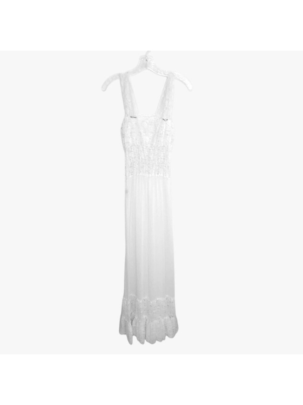 Amourelle vintage smocked lace and sheer full length nightgown